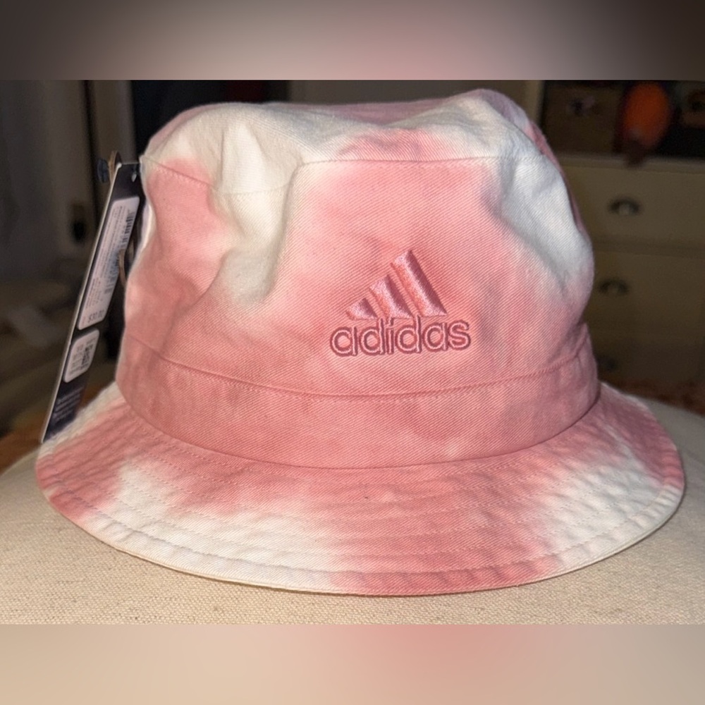 Adidas Kids Pink and White Bucket Hat